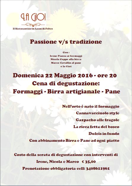 Cena Passione vs Tradizione - Degustazione di formaggi, birra e pane artigianali